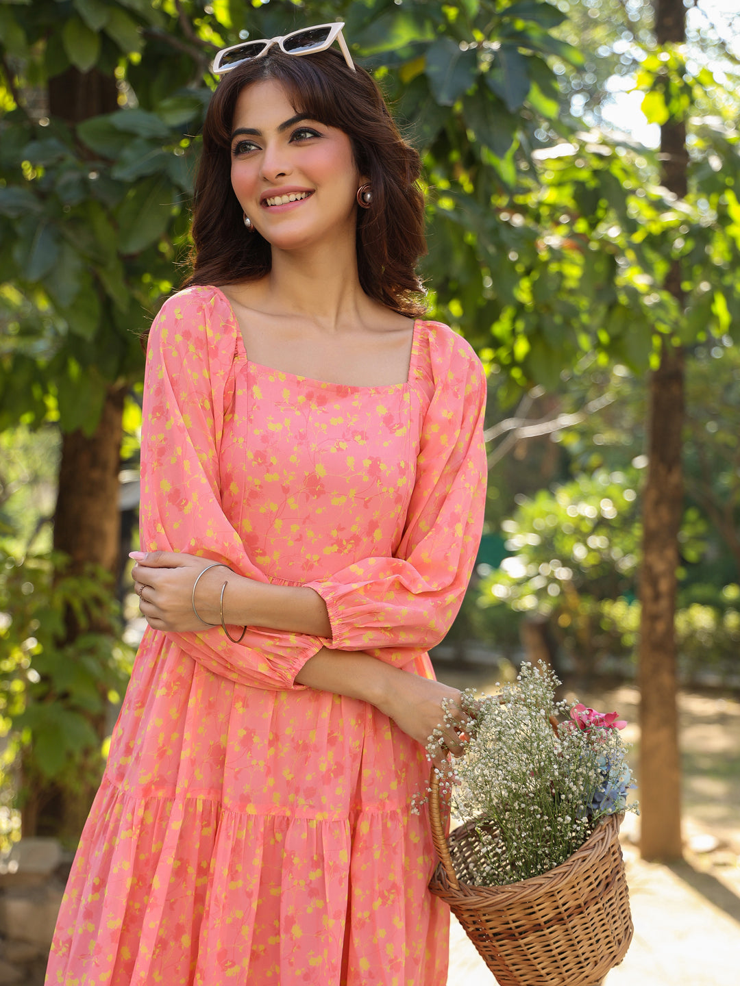 Floral Pearl Grey Tier Dress main image 0