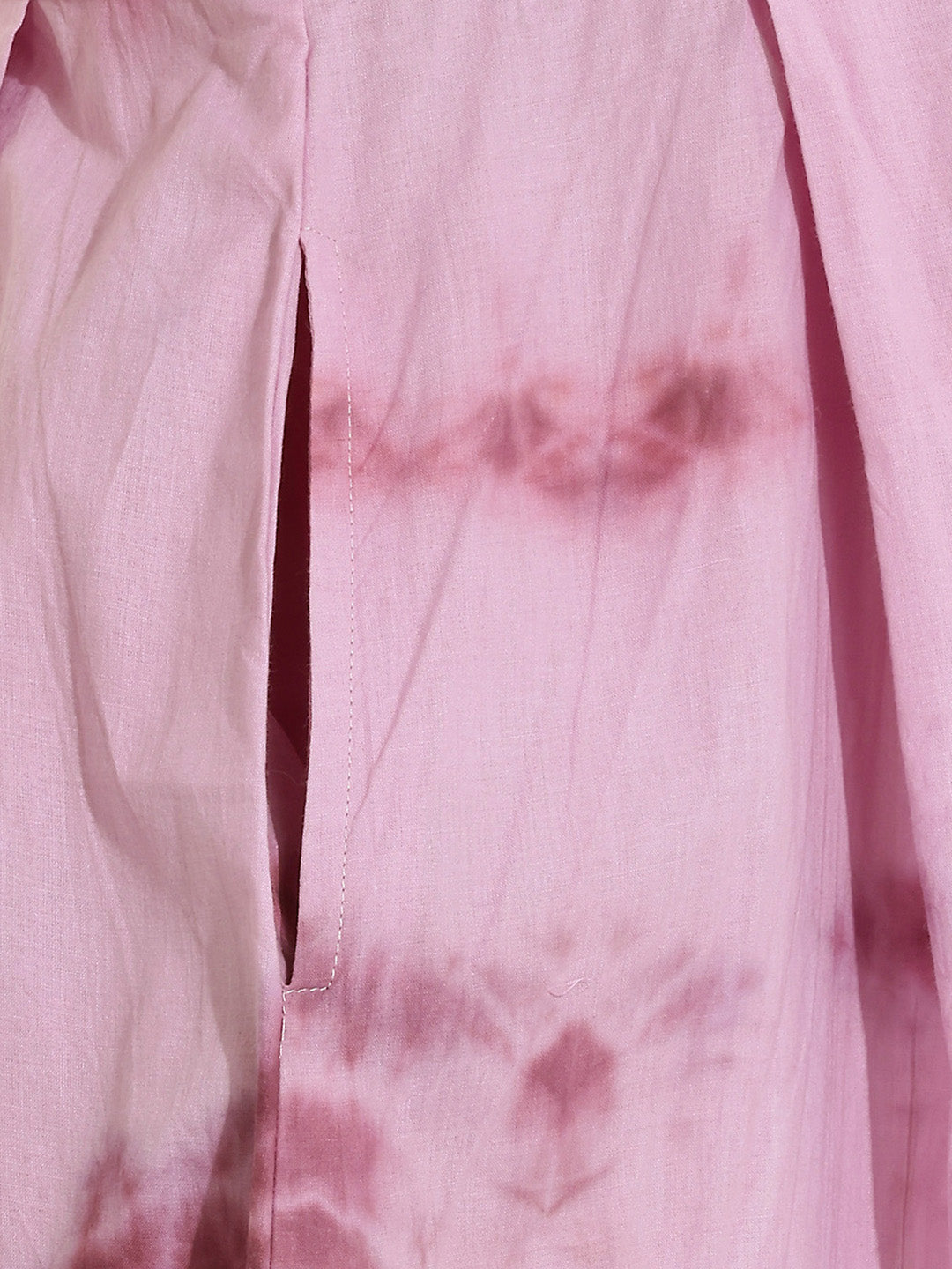 Janasya Women's Lavender Pure Cotton Tie & dye Printed Wrap Style A-Line Dress