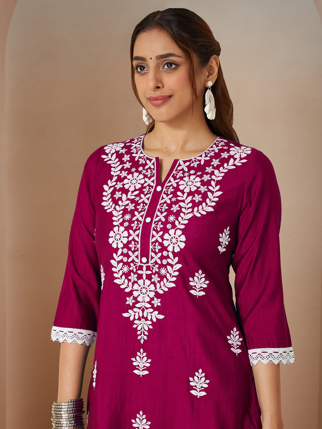 Janasya Women's Pink Silk Blend Embroidered Straight Kurta Set With Dupatta