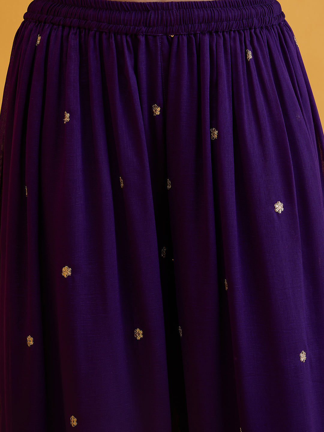 Janasya Women's Purple Silk Blend Zari Embroidered Straight Kurta with Palazzo And Dupatta Set