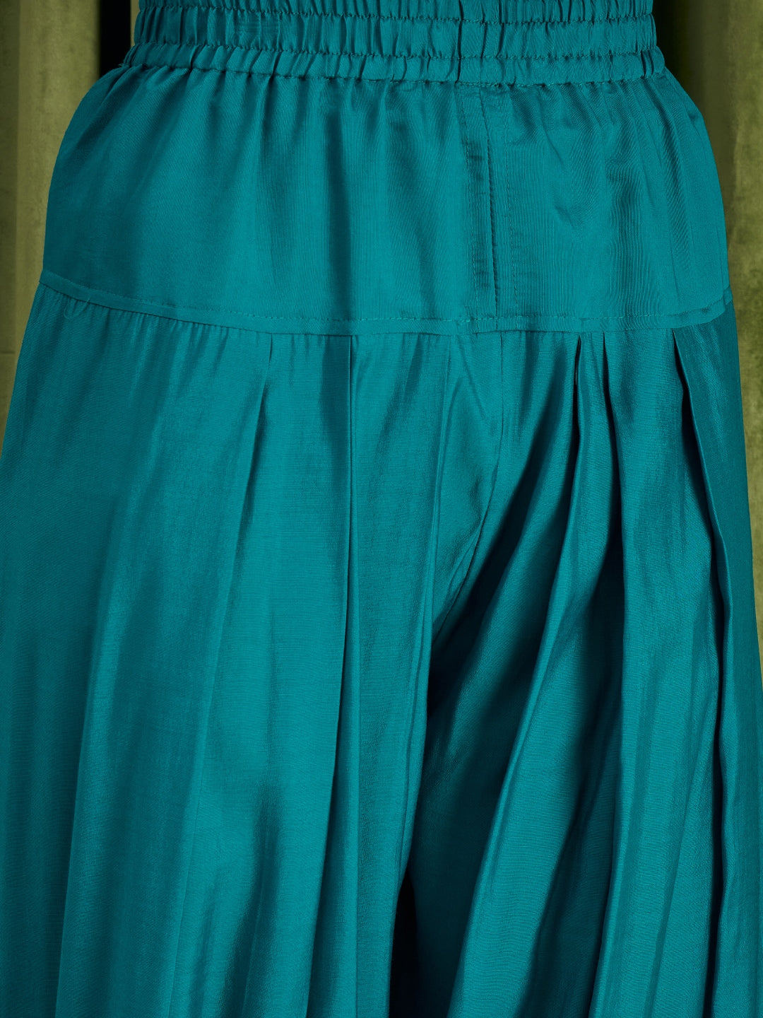 Janasya Women's Turquoise Blue Chanderi Silk Floral Embroidered Straight Kurta with Salwar & Dupatta Set