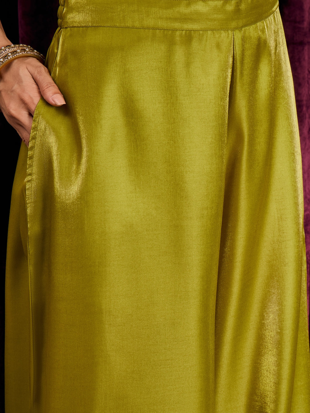Janasya Women's Lime Green Silk Blend Floral Embroidered Straight Kurta with Sharara and Dupatta Set