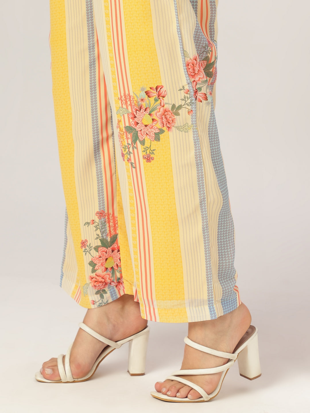 Multicolored Georgette Floral Embroidered A-line Kurta Set