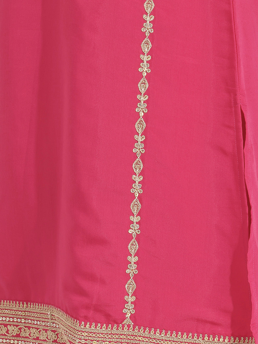 Janasya Women's Pink Silk Blend Embroidered A-Line Co-Ord Set