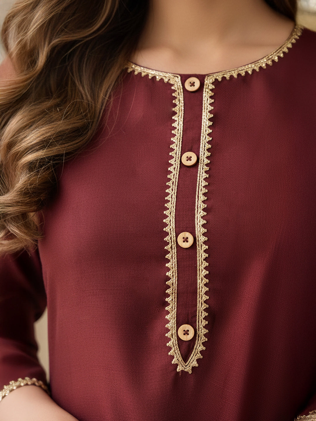 Janasya Women's Brown Crepe Silk Yoke Design Straight Kurta Pant Set