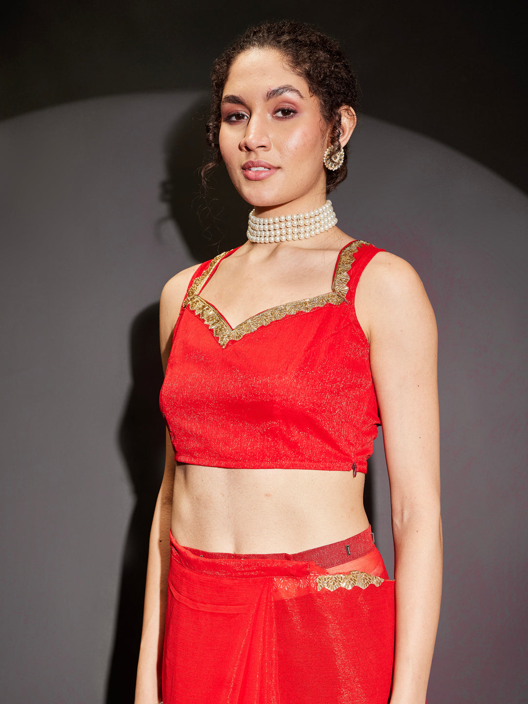 Janasya Women's Teal Green Silk Blend Ready To Wear Embellished Shimmer Saree with Unstitched Blouse