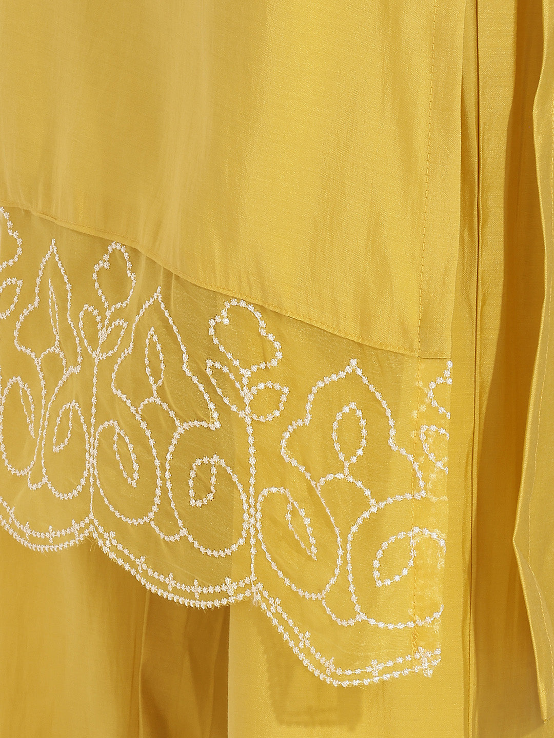 Janasya Women's Yellow Silk Blend Embroidered Straight Kurta Set