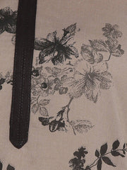Taupe Cotton Floral Print Straight Kurta