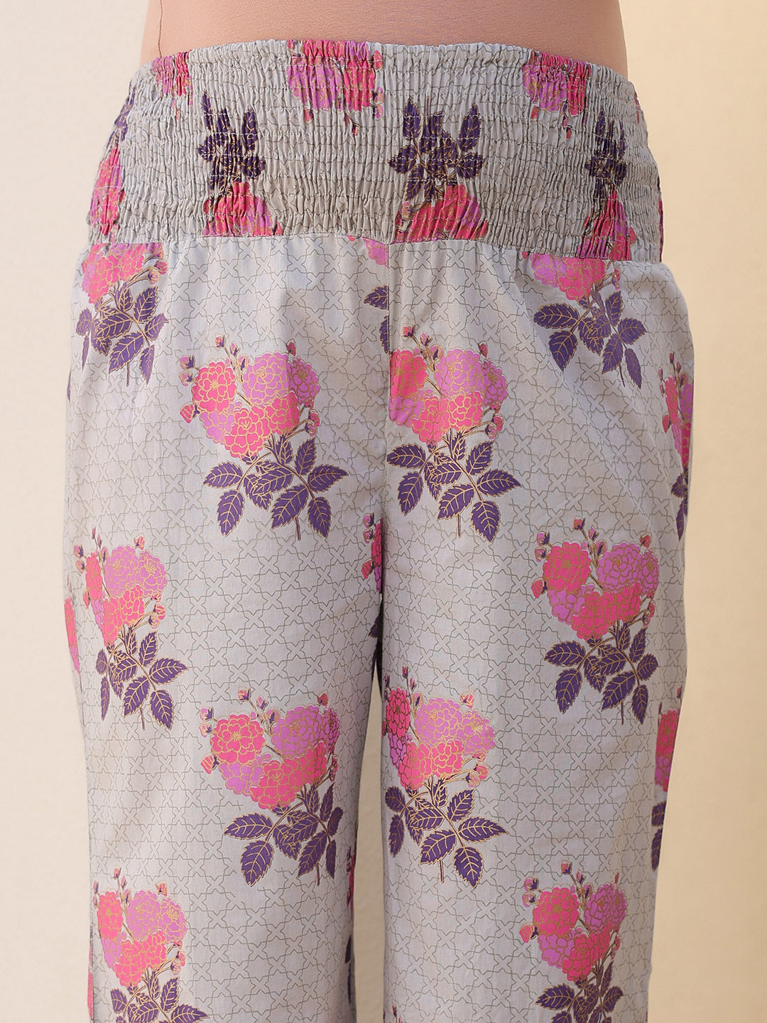 Green Pure Cotton Foil Printed Flared Maternity Kurta Set