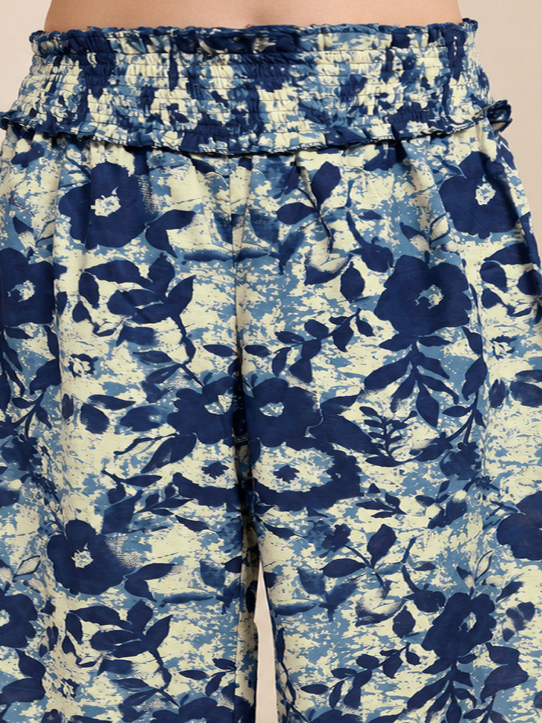 Janasya Women's Navy Blue Pure Cotton Floral Printed A-Line Maternity Co-Ord Set