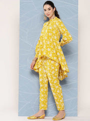 Mustard Cotton Floral Printed Co-ords Set