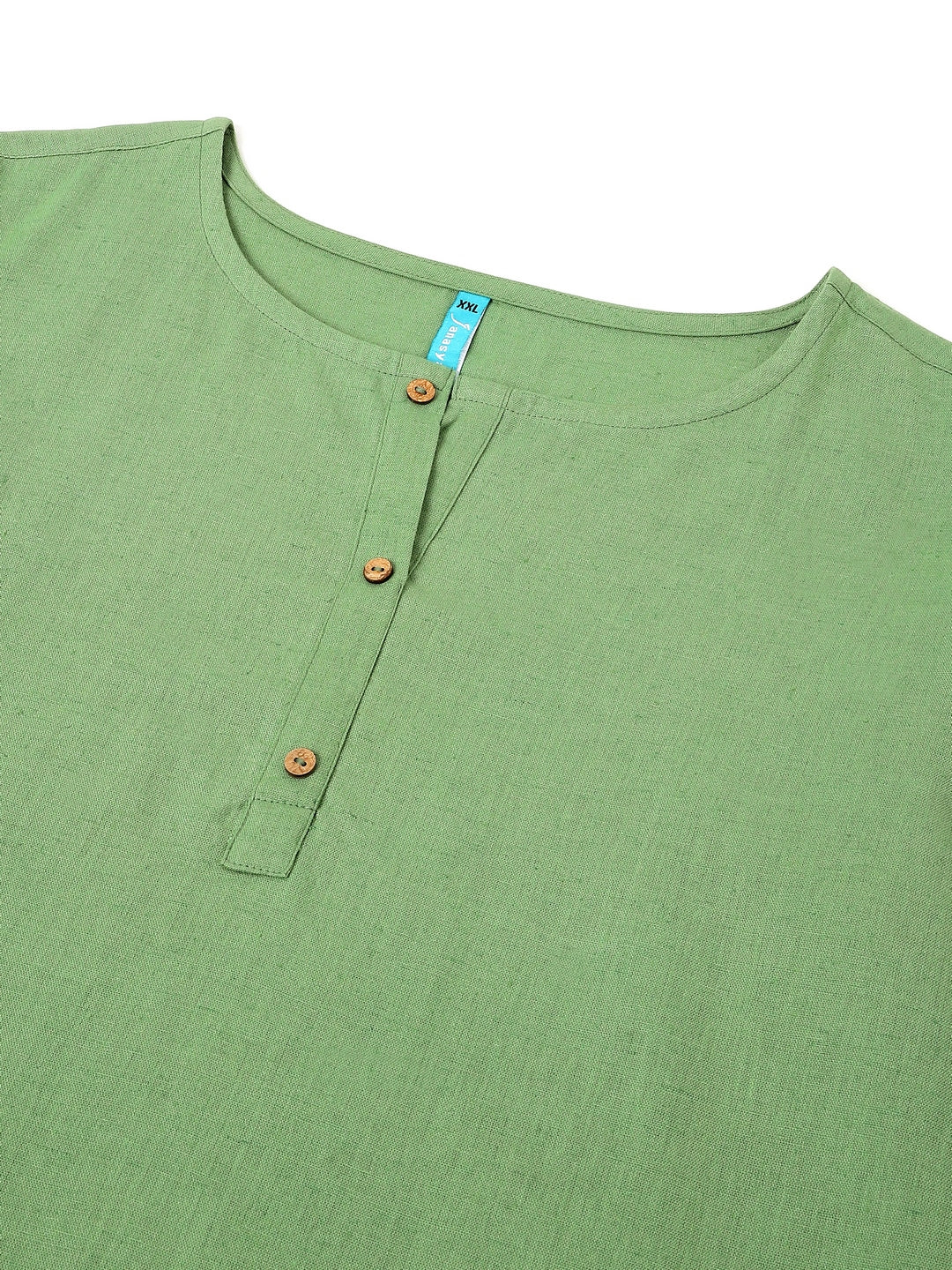 Plus Size Green Cotton Solid A-line Co-ord Set