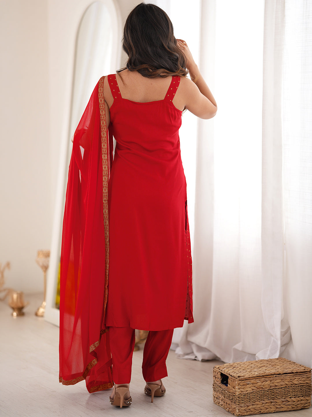 Maroon Rayon Foil Printed Straight Kurta Set