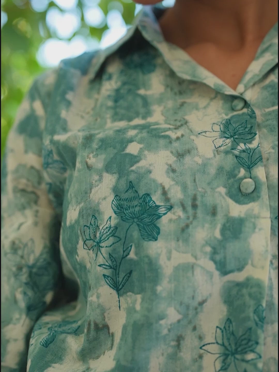 Aqua Pure Cotton Tie & Dye A-line Tunic