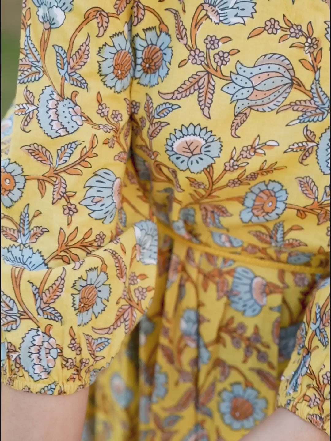 Yellow Pure Cotton Floral Printed A-line Dress