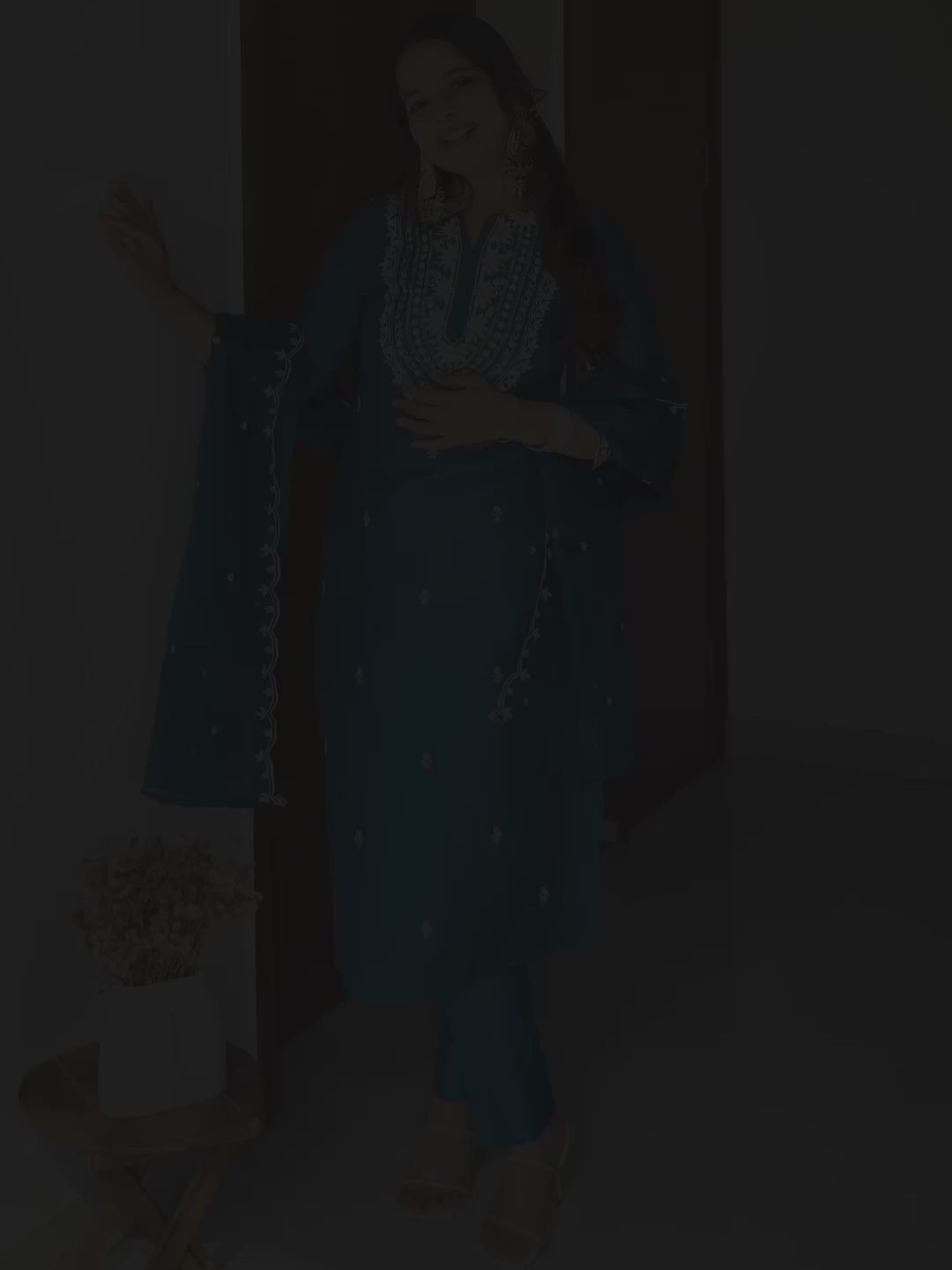 Lavender Silk Blend Embroidered Straight Kurta Set
