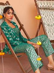 Rama Green Brocade Woven Design Top with Straight Pant and Jacket Rama Green Brocade Woven Design Top with Straight Pant and Jacket