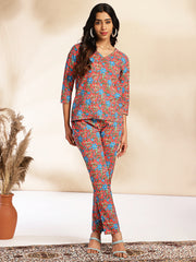 Pink Cotton Floral Printed Co-Ord Set Pink Cotton Floral Printed Co-Ord Set