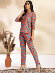 Pink Cotton Floral Printed Co-Ord Set Pink Cotton Floral Printed Co-Ord Set