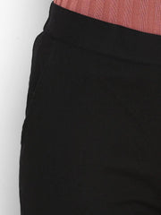 Black Pure Cotton Solid Narrow Pant