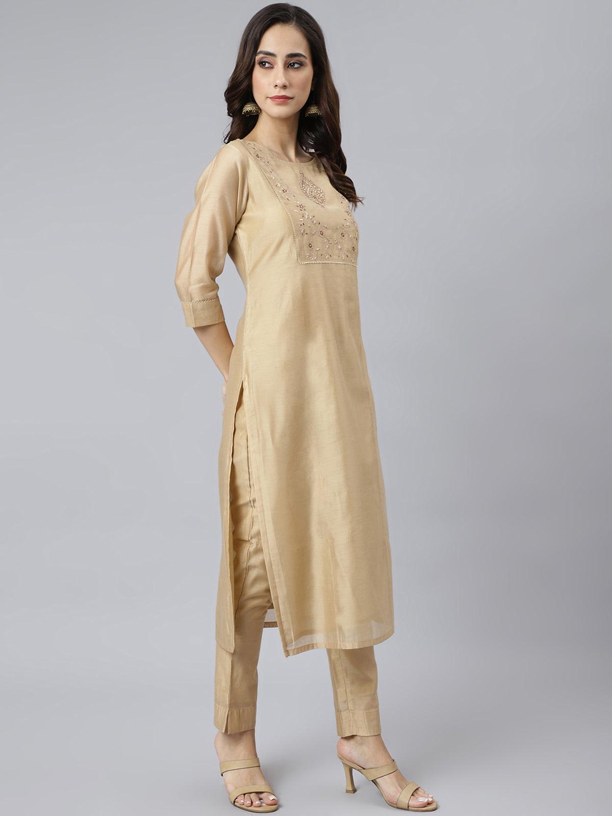 Buy Ivory Silk Tissue Kurti Top with Beige Sharara and Dupatta by KAVITA  BHARTIA at Ogaan Online Shopping Site