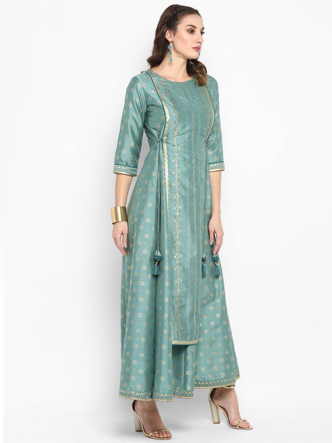 Ethnic Gowns | Gorgeous Dark Green Ethnic Gown | Freeup