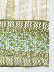 Green Rayon Floral Print Kurta with Pant and Dupatta