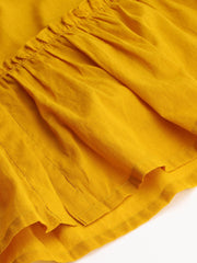 Mustard Cotton Solid Flared Western Dress