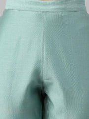 Sea Green Chanderi Silk Solid Kurta with Pant