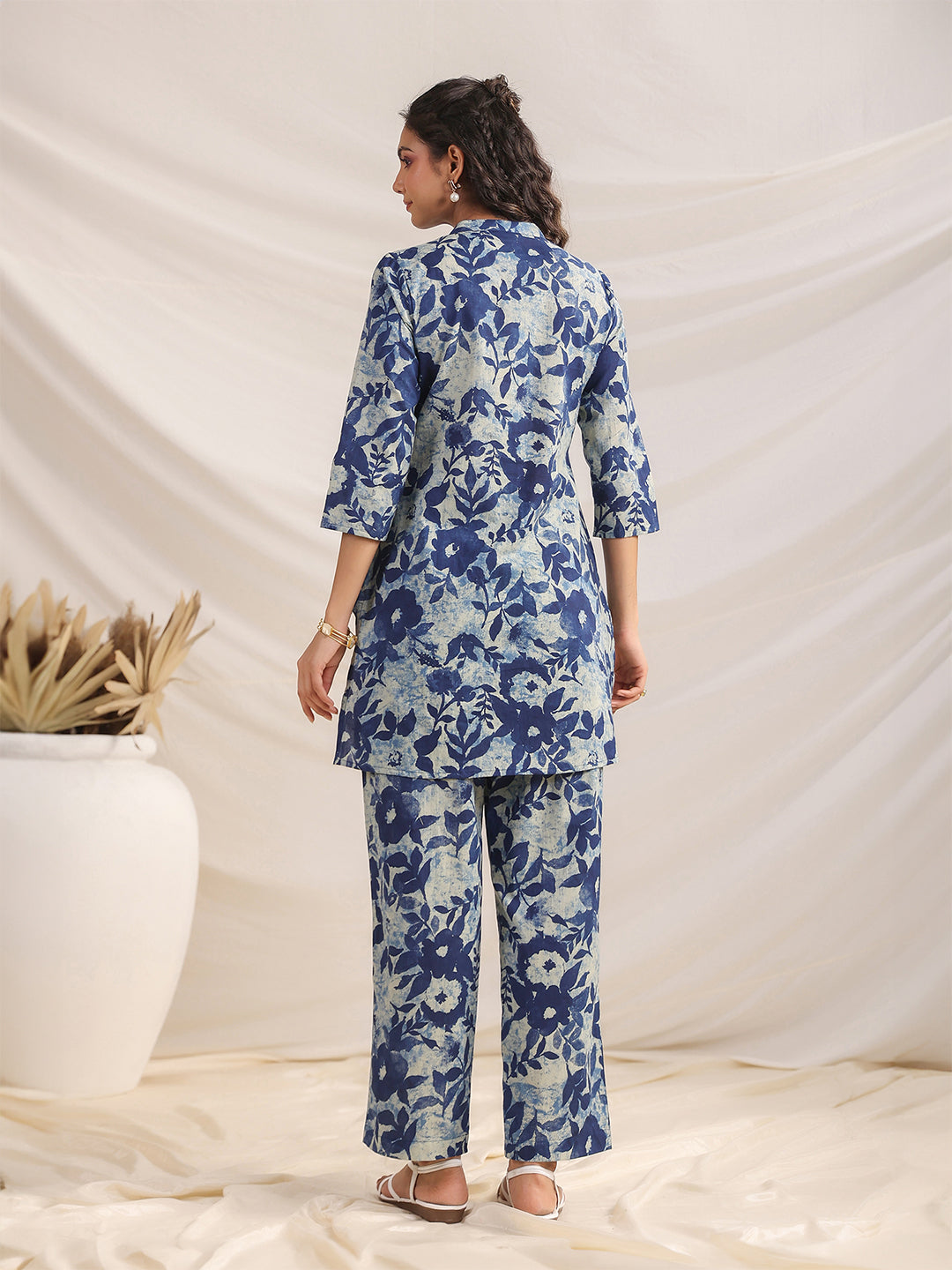 Indigo Cotton Floral Regular Co-ord Set