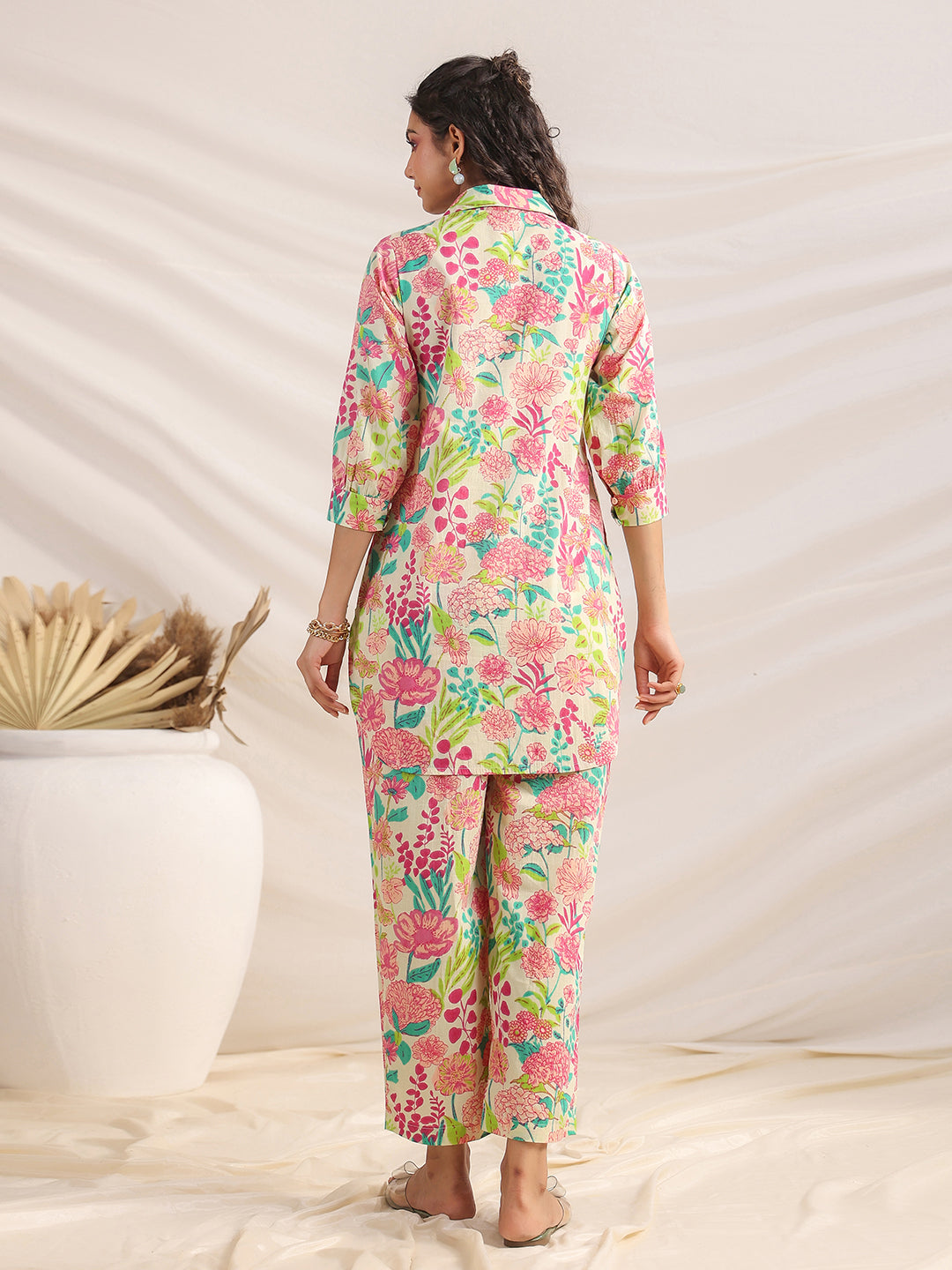 Multicolour Cotton Floral Regular Co-ord Set