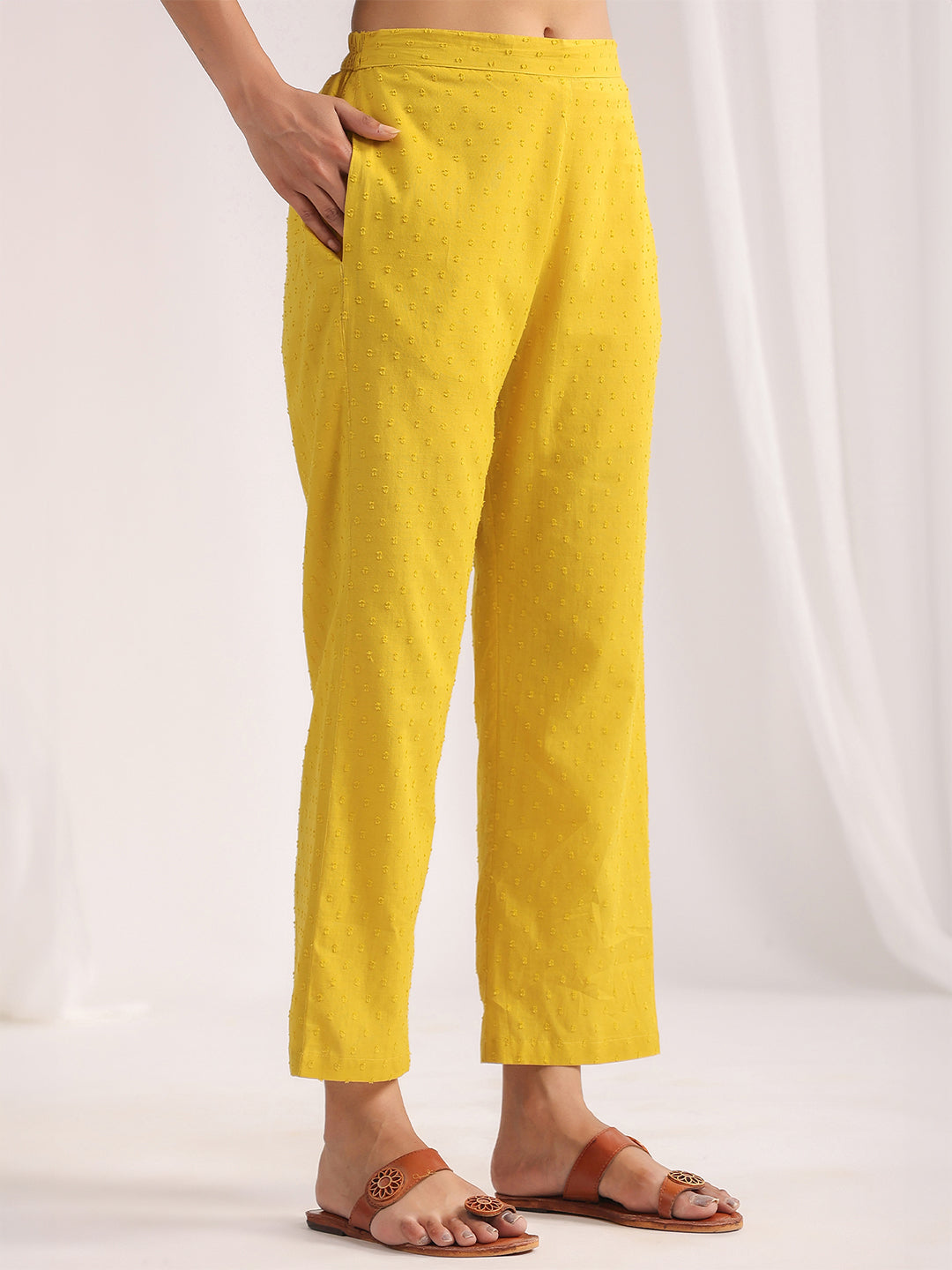 Yellow Dobby Cotton Self Design Co-ord Set