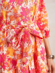 Multicolour Cotton Floral A-Line Dress