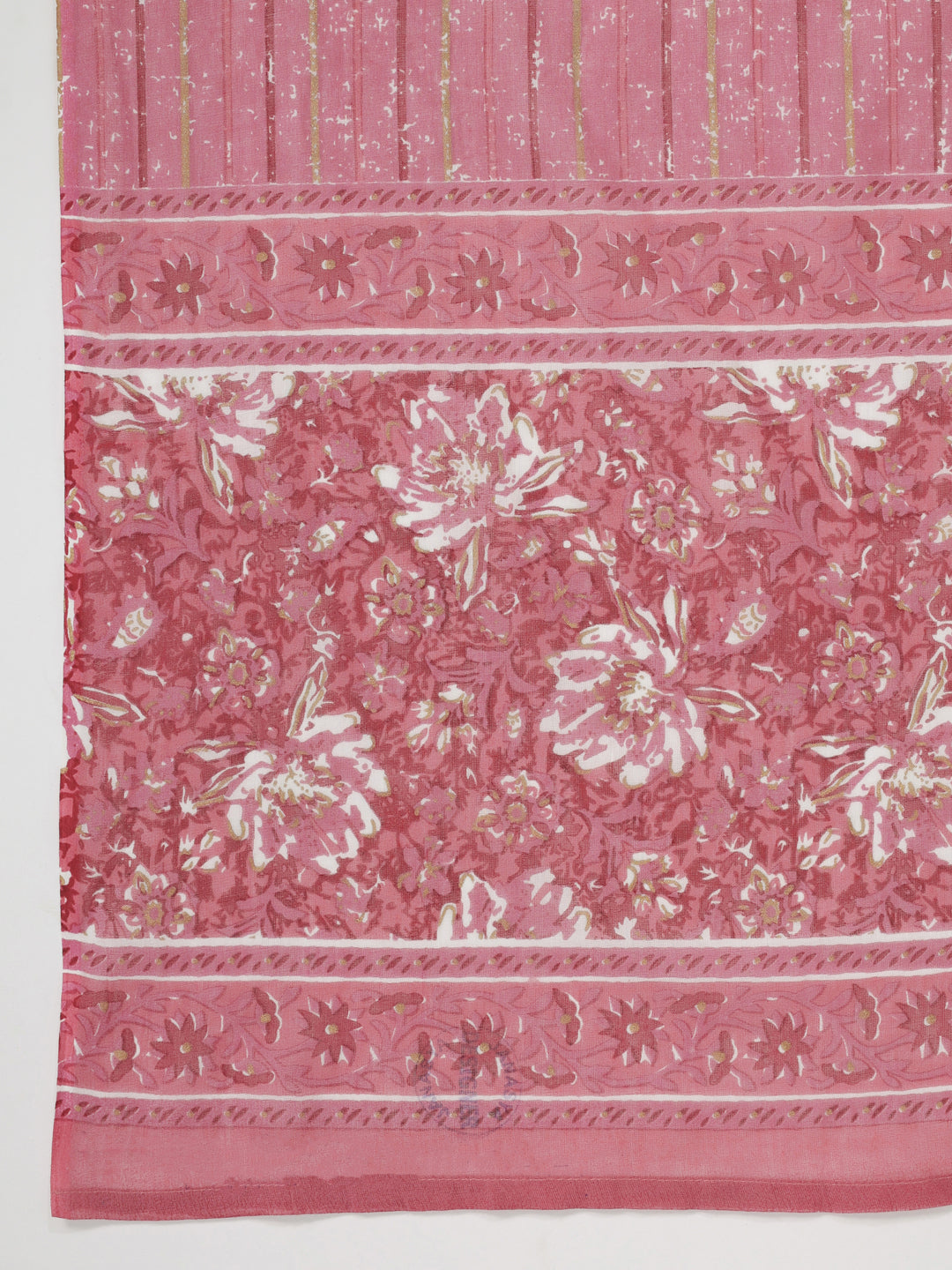 Pink Cotton Floral Straight Kurta Set