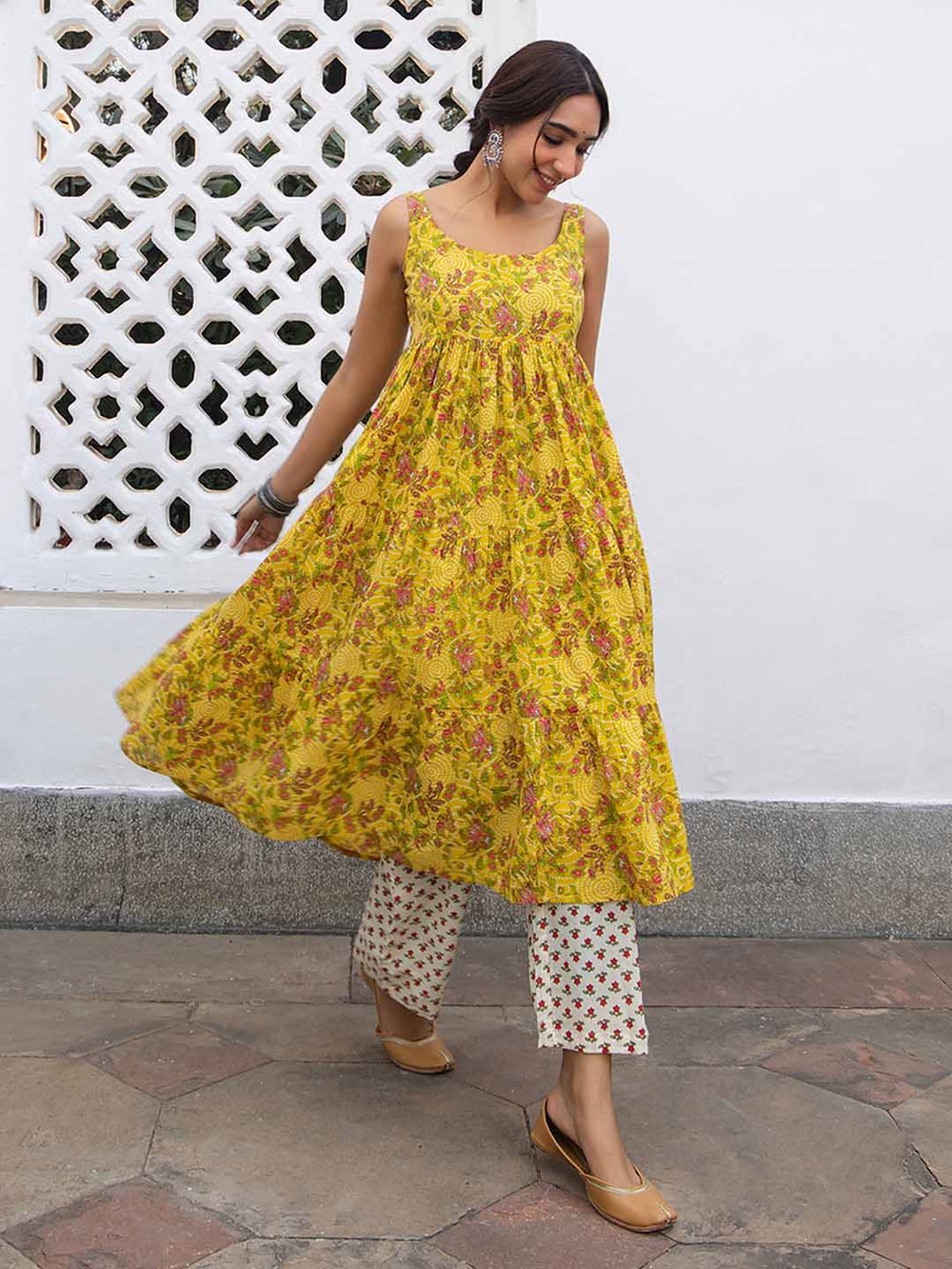 MUSTARD FLORAL KURTA SET