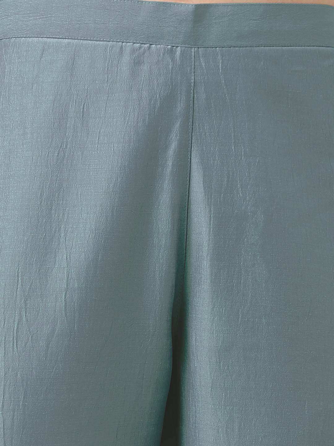 Ice Blue Silk Blend Embroidered Regular Kurta Set