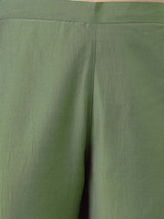 Green Chinnon Embroidered Regular Kurta set