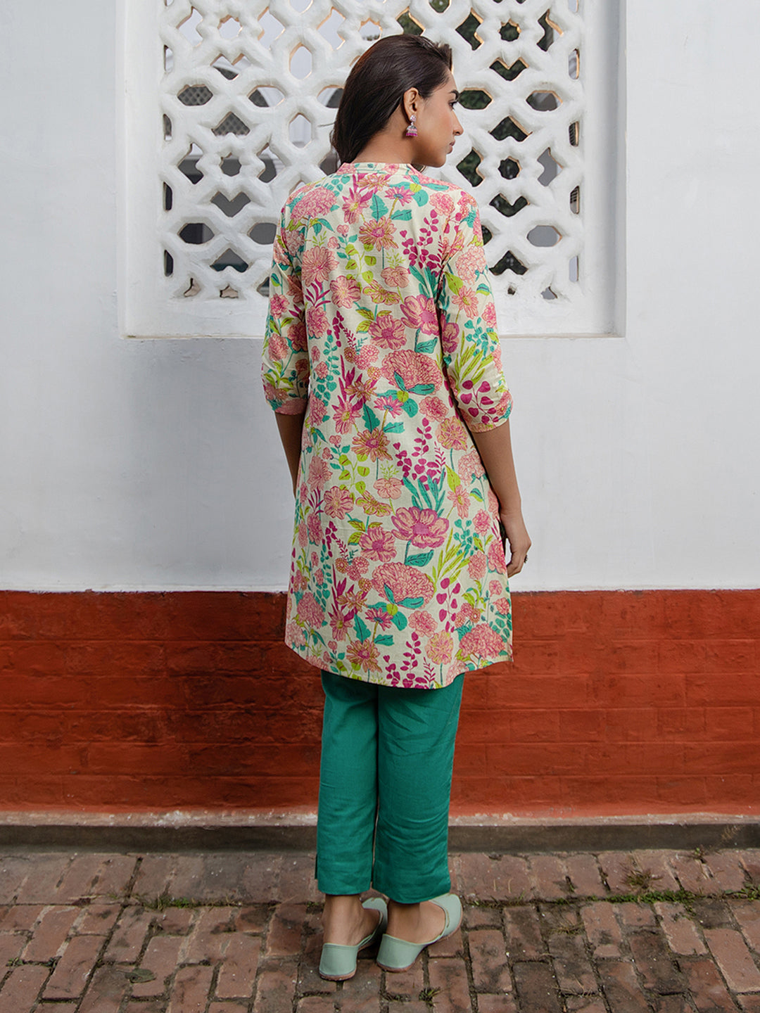 Multicolour Cotton Floral A-Line Tunic