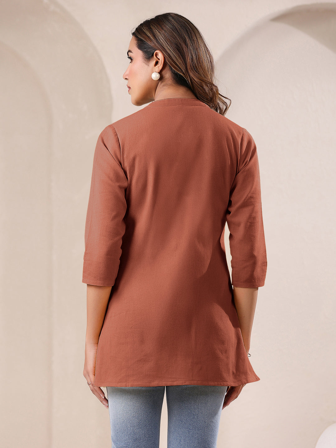 Rust Cotton Solid A-line Top