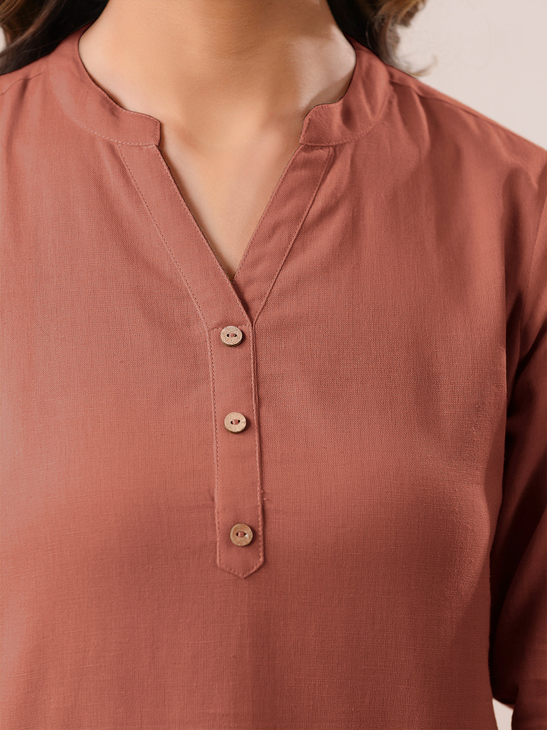 Rust Cotton Solid A-line Top