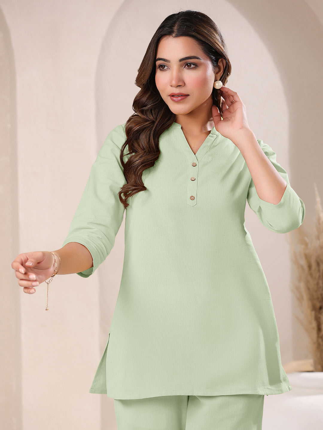 Mint Cotton Solid A-line Top