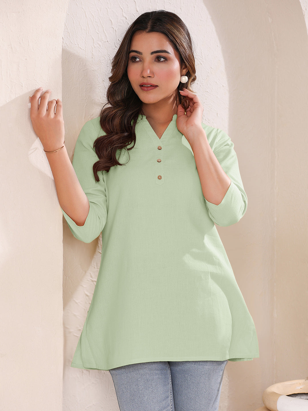 Mint Cotton Solid A-line Top