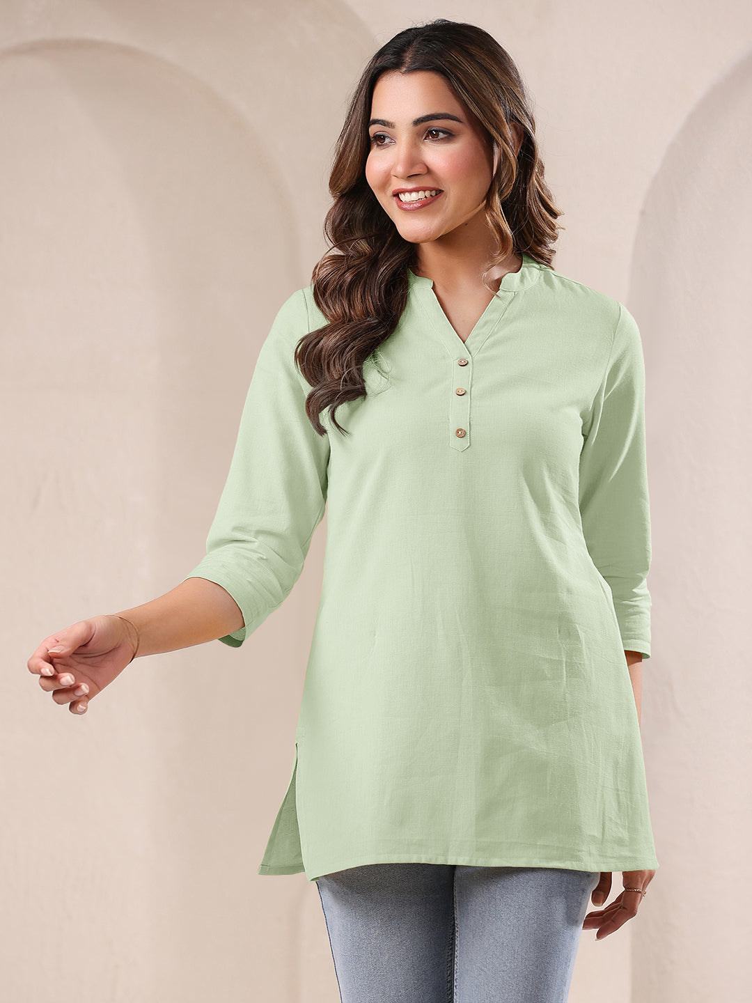 Mint Cotton Solid A-line Top