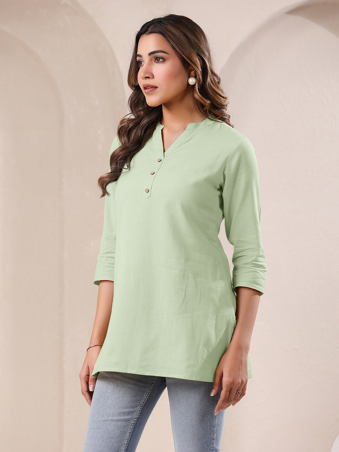 Mint Cotton Solid A-line Top