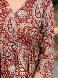 Maroon Pure Cotton Paisley Printed A-line Tunic