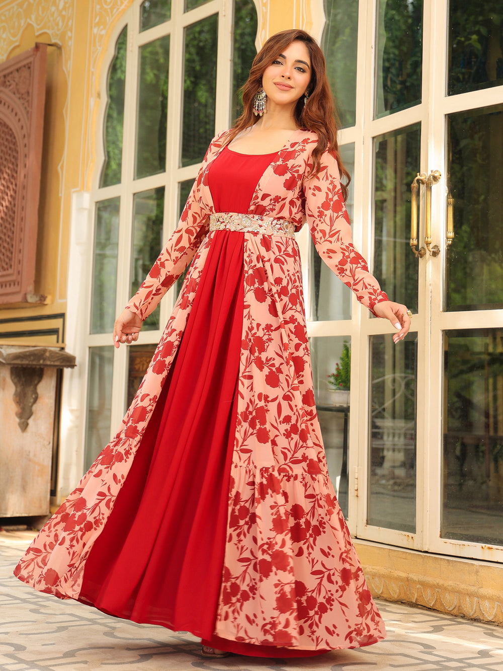 Chic Navy Georgette Embroidered Top & Bottom Set Party & Ethnic Wear