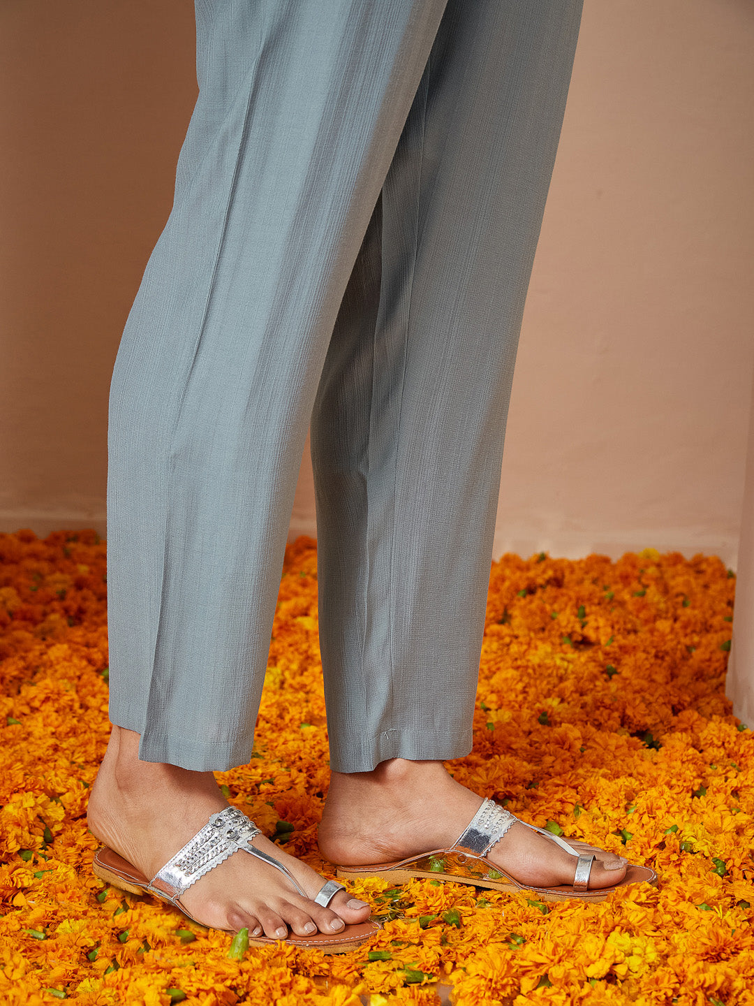 Janasya Women's Powder Blue Silk Blend Embroidered Straight Kurta Set