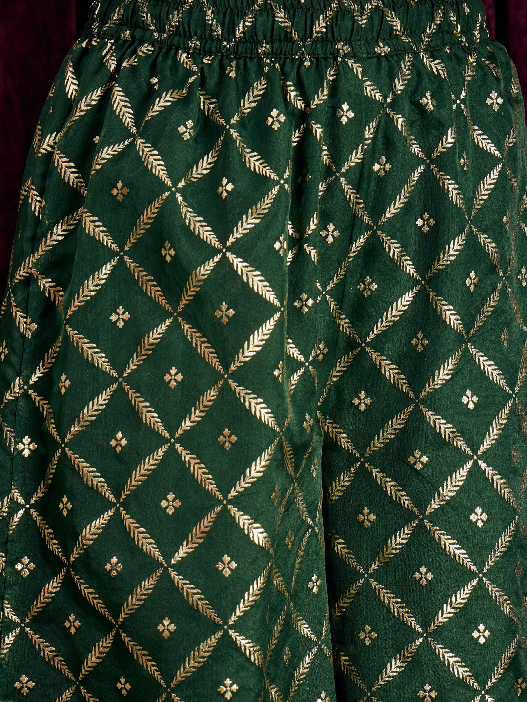 Janasya Women's Bottle Green Chanderi Silk Embroidered Straight Kurta with Palazzo and Dupatta Set