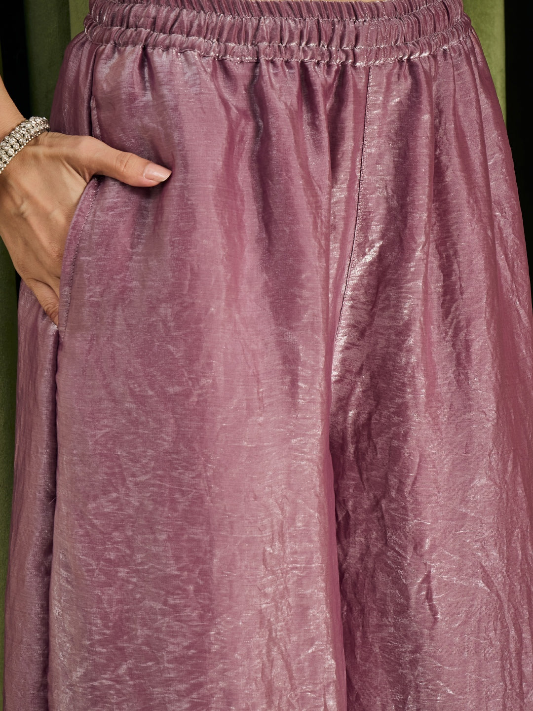 Janasya Women's Lavender Silk Blend Floral Sequins Zari Embroidered Straight Kurta with Palazzo and Dupatta Set