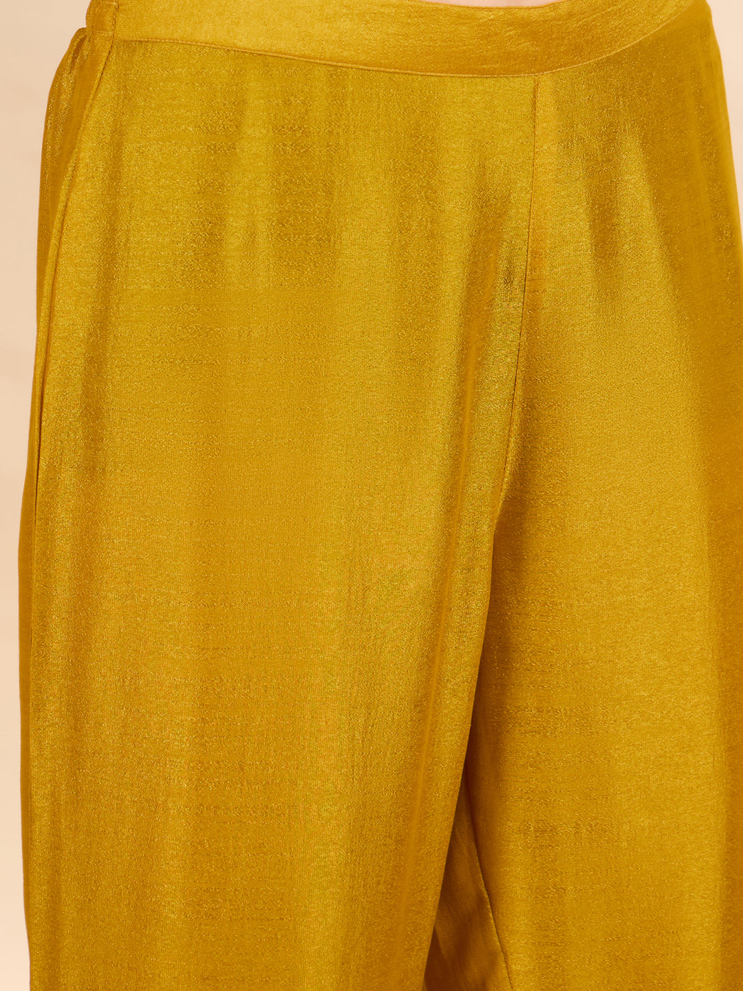 Janasya Women's Mustard Yellow Silk Blend Floral Embroidered A-Line Kurta Set